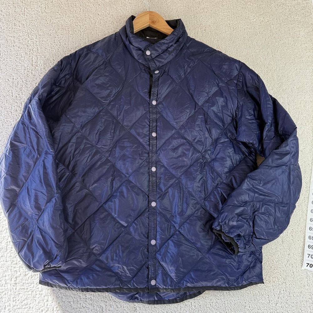 Montbell Men's Medium Navy Down Snap Jacket Lightweight Puffer $209